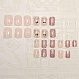 24pcs/Set Short Christmas Glitter Fawn Press-On Nails