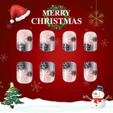 24pcs/Set Short Christmas Snowman & Snowflake Press-On Nails