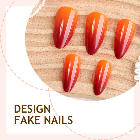 24pcs/Set Red Gradient Press-On Nails
