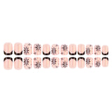 24pcs/Set Christmas Black French Snowflake Press-On Nails