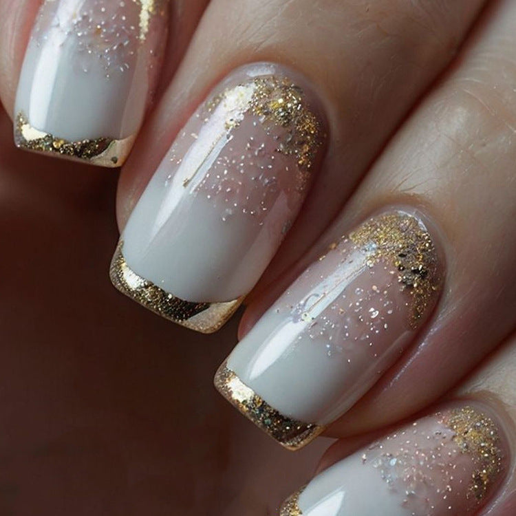 24pcs/Set Gold Edge French Press-On Nails