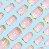 24pcs/Set Gold Edge French Press-On Nails