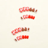 24pcs/Set Short Christmas Gingerbread Man & Chocolate House Press-On Nails