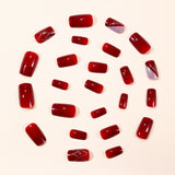 24pcs/Set Red with Gold Irregular Lines Press-On Nails