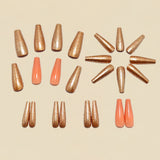 24pcs/Set Long Gold & Pink Press-On Nails