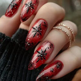 24pcs/Set Red Christmas Snowflake Gradient Press-On Nails