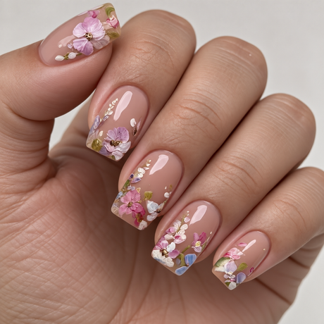 24pcs/Set 3D Embossed Floral Press-On Nails