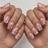 24pcs/Set 3D Embossed Floral Press-On Nails