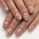 24pcs/Set 3D Embossed Floral Press-On Nails