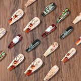 24pcs/Set Christmas Reindeer, Santa, Ornament & Tree Press-On Nails