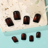 24pcs/Set Short Black-Red Gradient French Press-On Nails