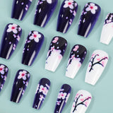24pcs/Set Pink Flowers Press-On Nails