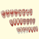 24pcs/Set Valentine's Cat's Eye French with Heart & Dots Press-On Nails