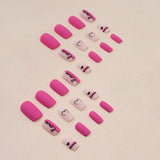 24pcs/Set Short Pink Letter Heart Valentine's Press-On Nails