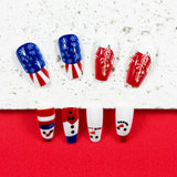 24pcs/Set Striped Snowman & Snowflake Christmas Press-On Nails