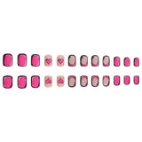 24pcs/Set Short Valentine's Pink French Square Matte Heart Press-On Nails