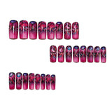 24pcs/Set Magenta Peacock Feather Press-On Nails
