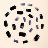 24pcs/Set Black-Gray Gradient Lines Press-On Nails