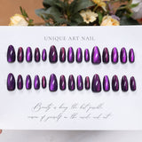 24pcs/Set  Purple Cat's Eye Press-On Nails