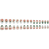 24pcs/Set  Short Christmas with Snowflake, Candy Cane, Hat & Tree Press-On Nails