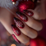 24pcs/Set  Christmas Red-Black Gradient Snowflake Press-On Nails