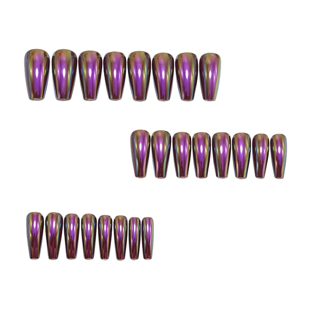 24pcs/Set Purple Electroplated Press-On Nails