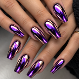 24pcs/Set Purple Electroplated Press-On Nails