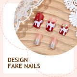 24pcs/Set Christmas Cherry & Bow Press-On Nails