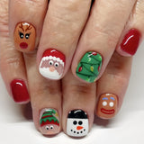 24pcs/Set Short Christmas Santa & Reindeer Press On Nails