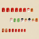 24pcs/Set Short Christmas Santa & Reindeer Press On Nails