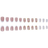 24pcs/Set Short Oval Valentine's Platinum Heart French Press-On Nails