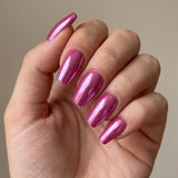 24pcs/Set Pink Shiny Electroplated Press-On Nails