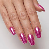24pcs/Set Pink Shiny Electroplated Press-On Nails