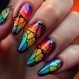 24pcs/Set Multicolor Butterfly Wings Press-On Nails