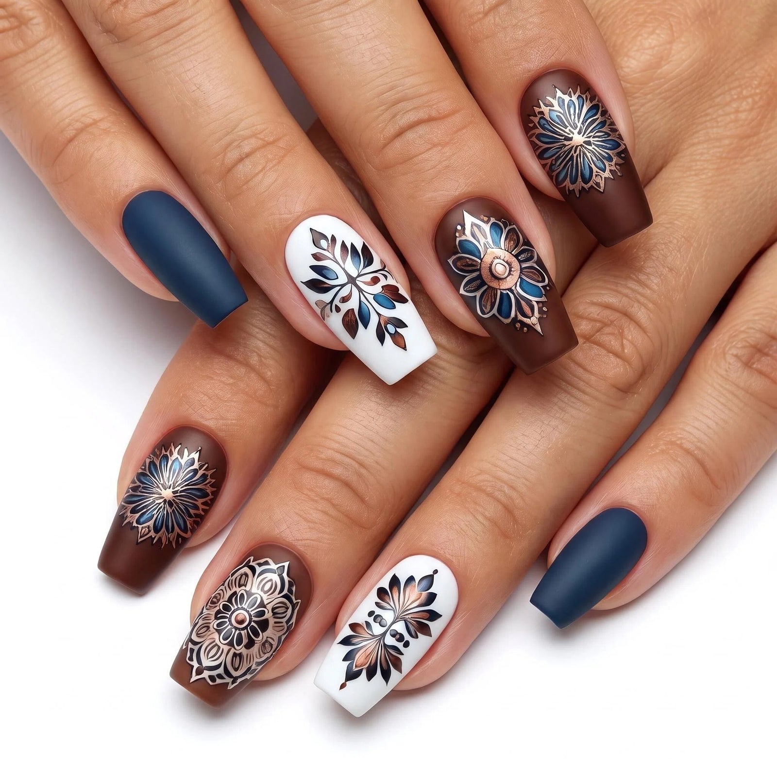 24pcs/Set Mandala Pattern Press-On Nails