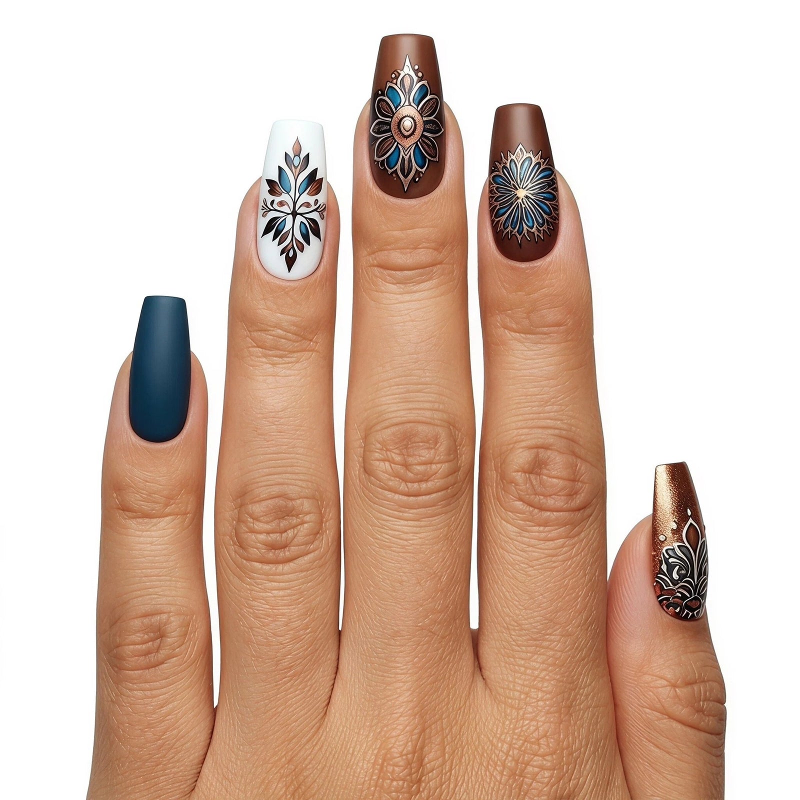 24pcs/Set Mandala Pattern Press-On Nails