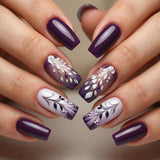 24pcs/Set Purple Gradient with White French Tips Press-On Nails