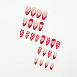 24pcs/Set French with Red Heart & Lips Valentine's Press-On Nails