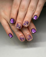 24pcs/Set Short Purple Letter Heart Press On Nails