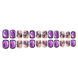 24pcs/Set Short Purple Letter Heart Press On Nails