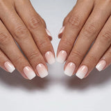 24pcs/Set Pink-to-White Gradient Short Press On Nails