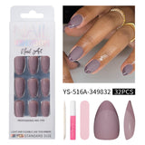 32pcs/Set Short Half Matte French Solid Color Press-On Nails