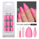 32pcs/Set Short Half Matte French Solid Color Press-On Nails