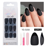 32pcs/Set Short Half Matte French Solid Color Press-On Nails