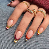 24pcs/Set Colorful Stripe French Press-On Nails