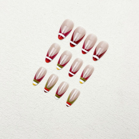 24pcs/Set Colorful Stripe French Press-On Nails