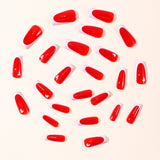 24pcs/Set Valentine's White French Tip Red Press-On Nails