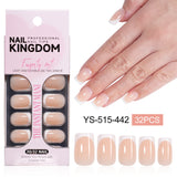 24pcs/Set Short White French Press On Nails