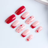 24pcs/Set Valentine's Red Lips & Heart French Press-On Nails