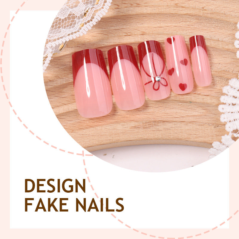 24pcs/Set French Heart & Bow Press-On Nails